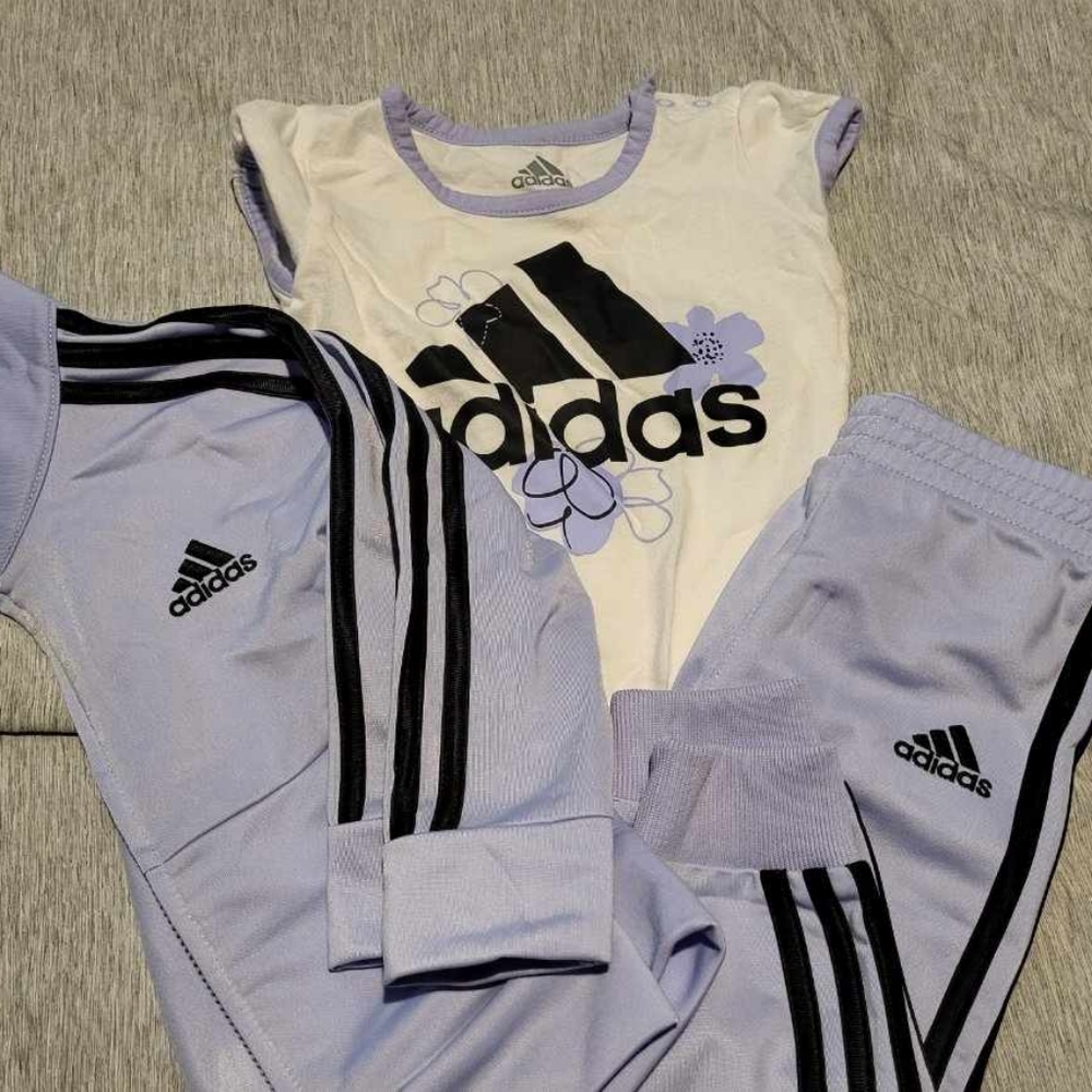 3 piece Lavendar Adidas toddler track suit
